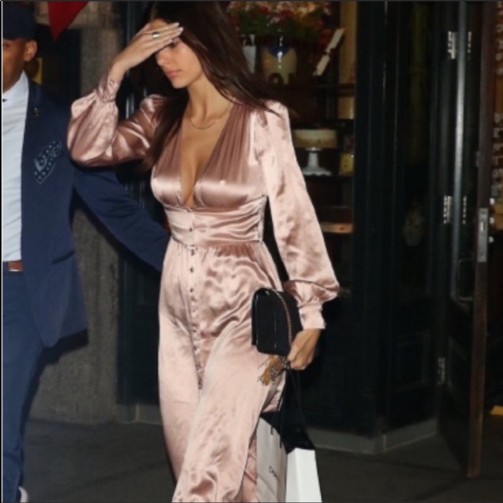 Reformation Pink Satin Midi Dress - Picture 2 of 14